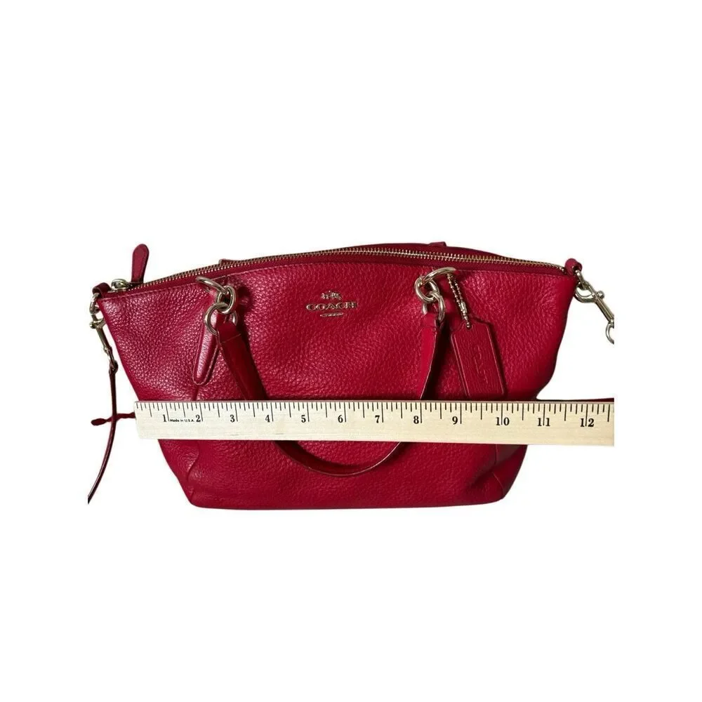 Coach Madison Prairie Red Pebbled Leather Satchel Bag Purse - Picture 5 of 14